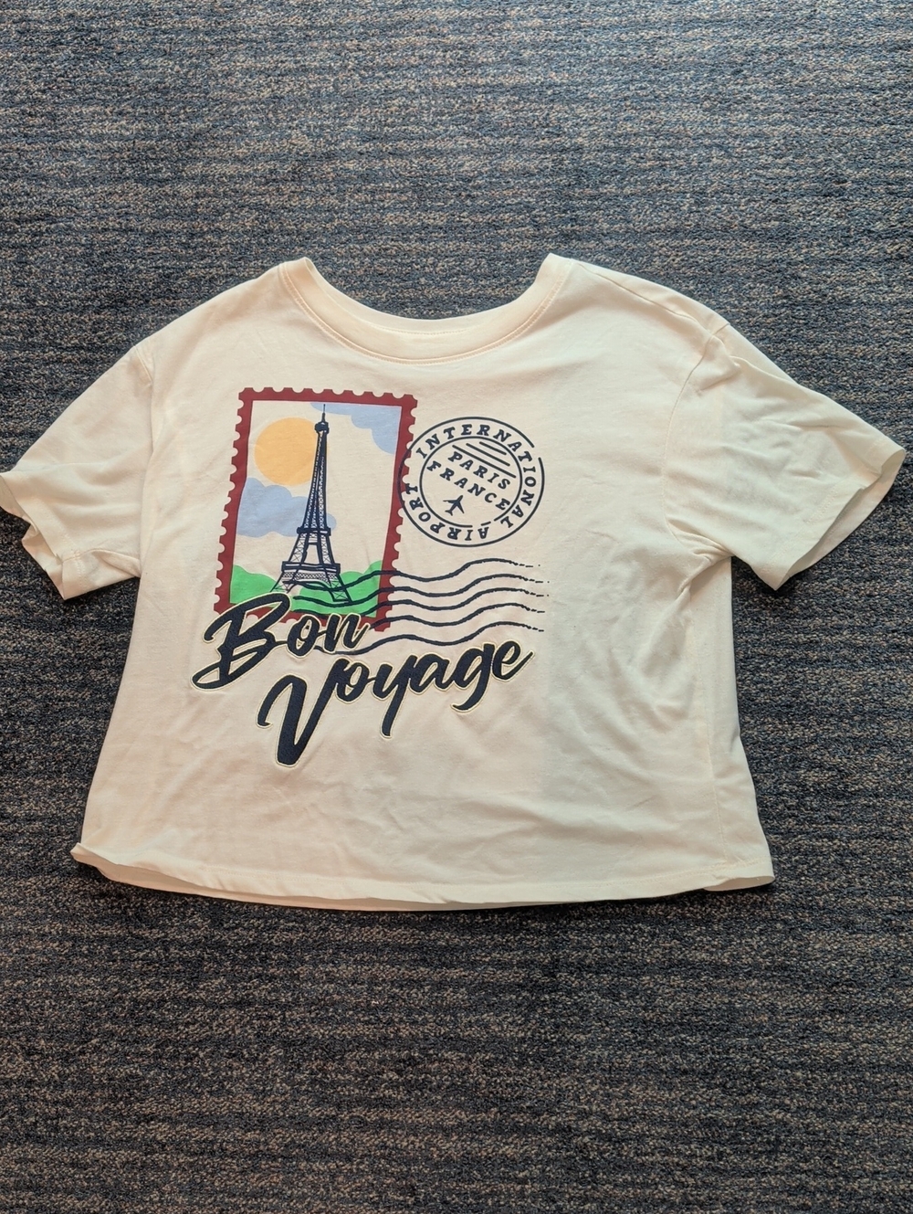 Rebellious One Cream 'Bon Voyage' Eiffel Tower Graphic Tee